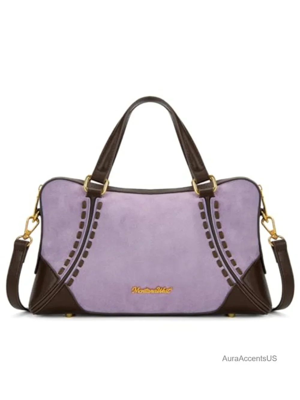 Faux Suede Satchel Crossbody with Top Handles Adjustable Strap